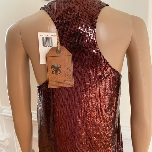 NWT French Connection Sequined Racerback Mini Dress, Size 10 - Picture 5 of 9